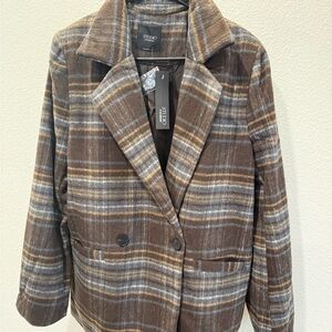 Studio Women's Plaid Blazer in Brown and Gray